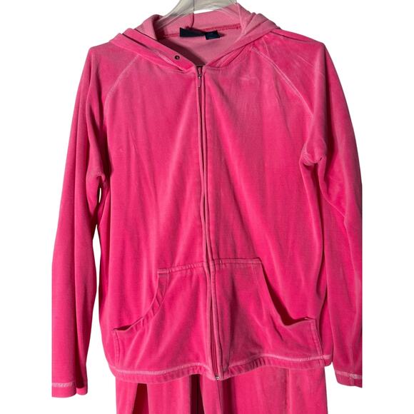 JA Studio Vintage Y2K Pink Velour 2pc Track Suit Women's Large - Picture 2 of 8